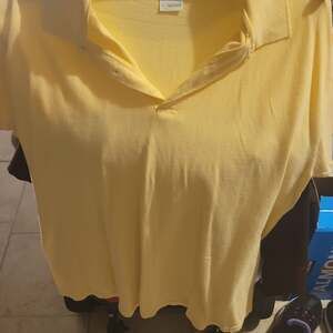 Cuddl Duds Cottonwear+ Yellow Extended Sleeve Polo Tee